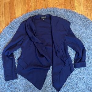 St. John Black Label Dark Navy Santana Knit Open Front Draped Jacket Size 10